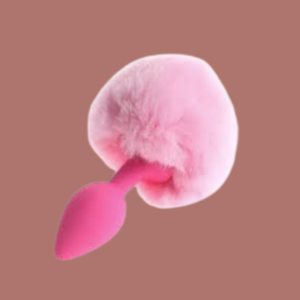 PLUG ANAL DE SILICONA Y METAL COLA DE CONEJO ROSA